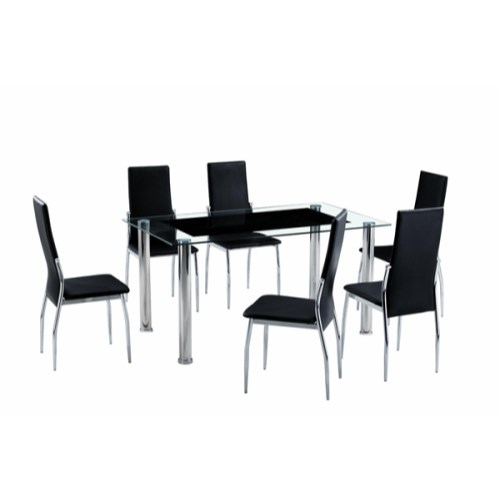 Horizon Black Glass Dining Set