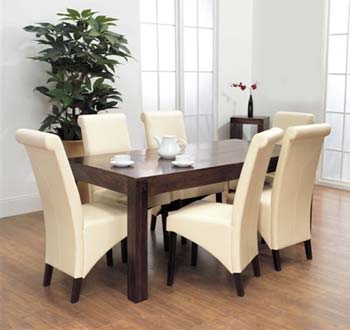 Malaya Mango Large Rectangular Dining Set with 6