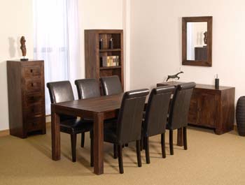 Malaya Mango Rectangular Dining Set with Leather