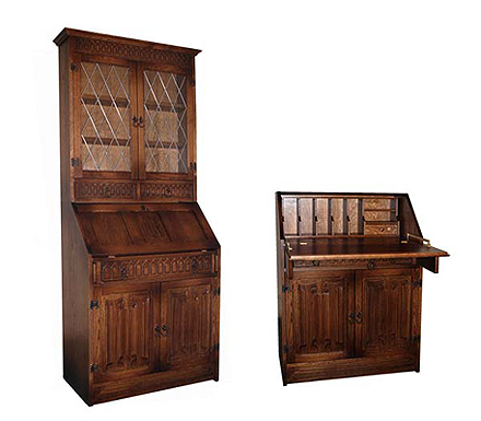 Olde Manor Oak Bureau and Bookcase