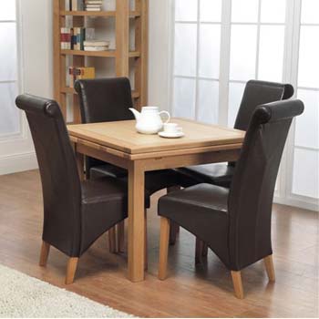 Rhode Oak Square Extending 4 Seater Dining Set