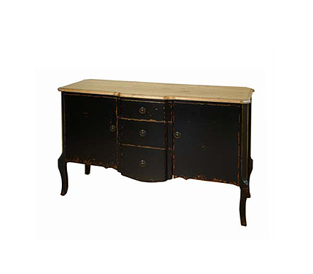 Furniture Monkey Touraine Black and Oak 3 Door Sideboard