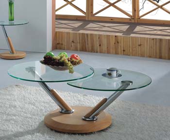 Acai Glass Extending Coffee Table in Oak