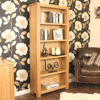 Aldan Solid Oak 5 Shelf Bookcase