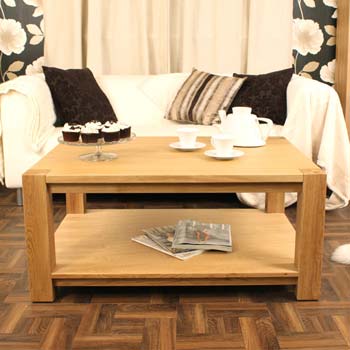 Aldan Solid Oak Wide Rectangular Coffee Table