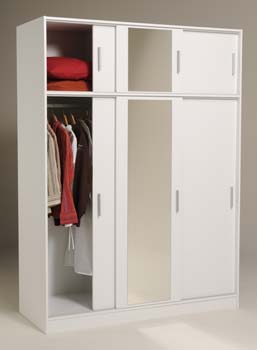 Alora Sliding 3 Door Mirrored Wardrobe in White