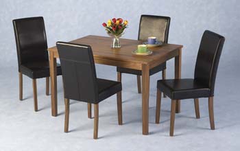 Ashton Dining Set in Walnut with Dark Brown