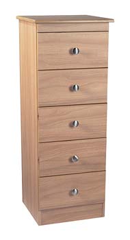 Furniture123 Bala Walnut Narrow 5 Drawer Chest