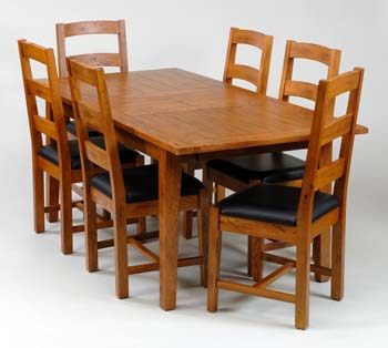 Balint Large Dining Set with 6 Slatted Back