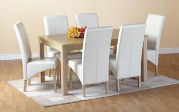 Furniture123 Belgravia Dining Set in Cream Leather