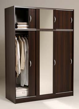 Furniture123 Blithe Sliding 3 Door Mirrored Wardrobe in Dark