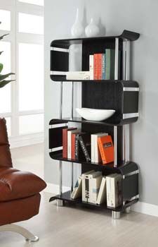 Branden Curve Bookcase in Black Ash BD201