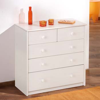 Cami White Pine 3+2 Drawer Chest