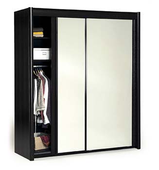 Carlene Sliding Double Mirrored Wardrobe in Wenge