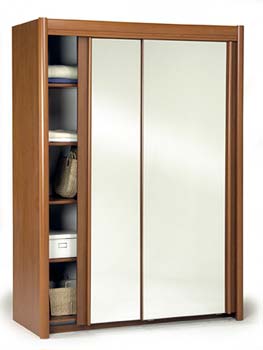 Carlene Sliding Mirrored Wardrobe in Lugano Cherry