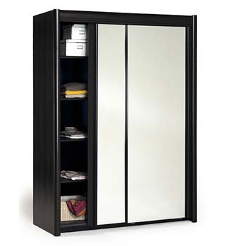 Carlene Sliding Mirrored Wardrobe in Wenge