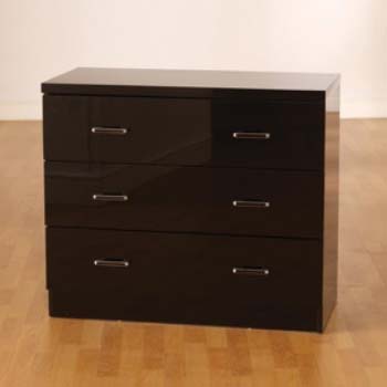 Charisma High Gloss 3 Drawer Chest in Black