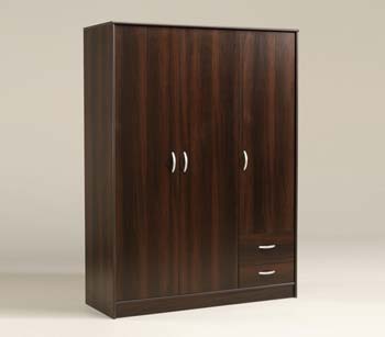 Furniture123 Cyclone 3 Door 2 Drawer Wardrobe in Dark Walnut