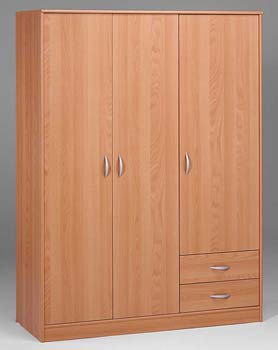 Furniture123 Cyclone 3 Door 2 Drawer Wardrobe in Japan Pear