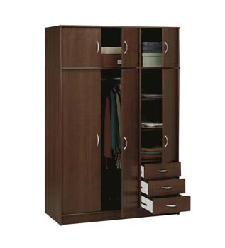 Furniture123 Cyclone 3 Drawer 3 Door Wardrobe in Dark Walnut