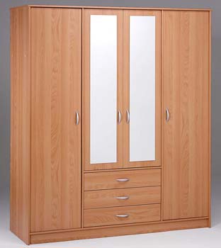 Furniture123 Cyclone 4 Door 3 Drawer Wardrobe in Japanese