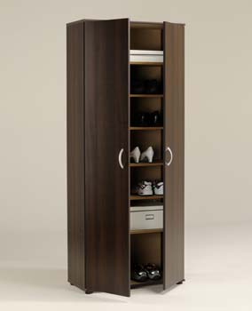 Cyclone Tall Shoe Cupboard in Dark Walnut