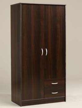 Cydia 2 Drawer 2 Door Wardrobe in Dark Walnut