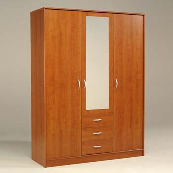 Cydia 3 Drawer 3 Door Mirrored Wardrobe in Wild