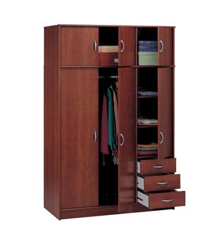 Cydia 3 Drawer 3 Door Wardrobe in Wild Cherry