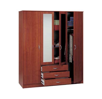 Furniture123 Cydia 3 Drawer 4 Door Wardrobe in Wild Cherry