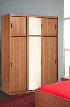 Furniture123 Cydia Sliding 3 Door Wardrobe in Japanese Pear