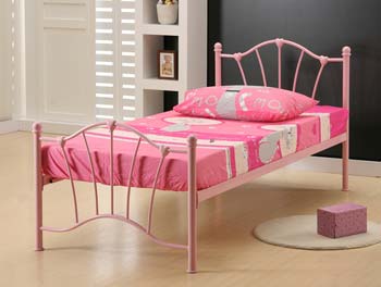 Eleanor Single Pink Metal Bedstead - FREE NEXT