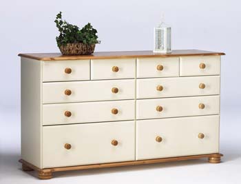 Furniture123 Elizabeth Cream and Pine Cream 4   6 Drawer Chest