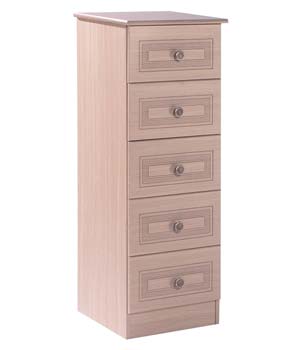 Furniture123 Eske Narrow 5 Drawer Chest in Light Oak