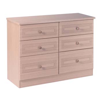 Furniture123 Eske Wide 6 Drawer Chest in Light Oak