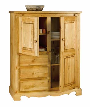 Farmer Solid Pine 2 Door 3 Drawer Tall Sideboard