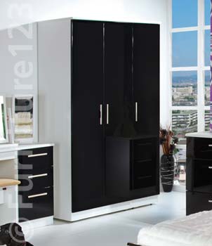 Furniture123 Hatherley High Gloss 3 Door Wardrobe in Black