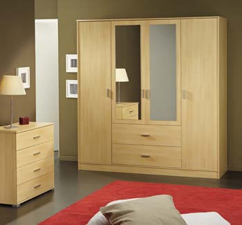 Furniture123 Initial 4 Door Wardrobe in Light Beech