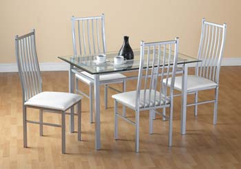 Jessamyn Rectangular Dining Set with Glass Top