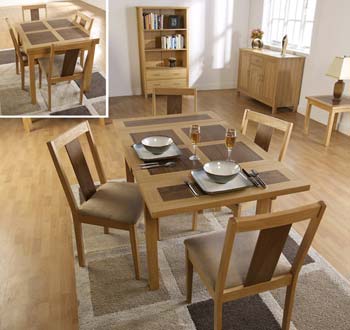 Kinford Oak and Walnut Extending Dining Set -