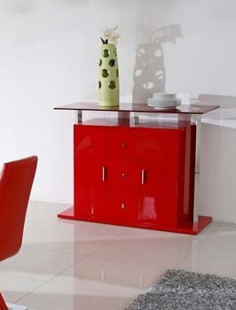 Furniture123 Kiwano Red Glass 3 Door Sideboard