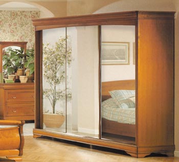 Furniture123 Leonie Cherry 3 Glass Sliding Door Wardrobe