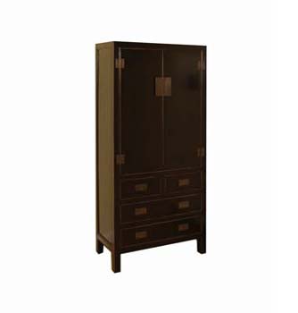 Furniture123 Ling Black Lacquered 2 Door 4 Drawer Wardrobe