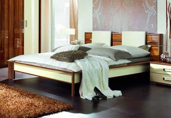 Linus Bed in Cream With Headboard Pads