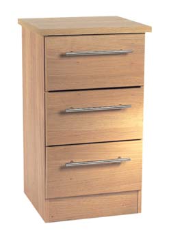 Furniture123 Loxley Oak 3 Drawer Bedside Table