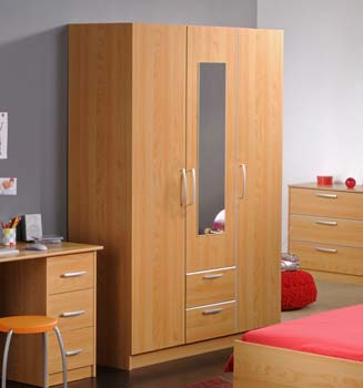 Lucas Teens 3 Door Mirrored Wardrobe