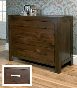 Lyon Walnut 3 Drawer Wide Chest