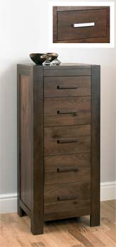 Lyon Walnut 5 Drawer Tall Chest