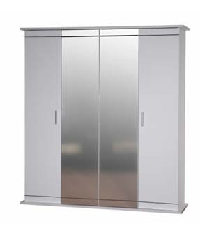 Marina High Gloss White 4 Door Mirrored Wardrobe