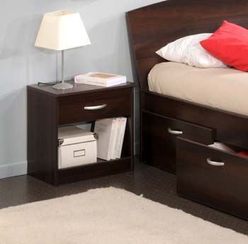 Furniture123 Mat Bedside Table in Dark Walnut